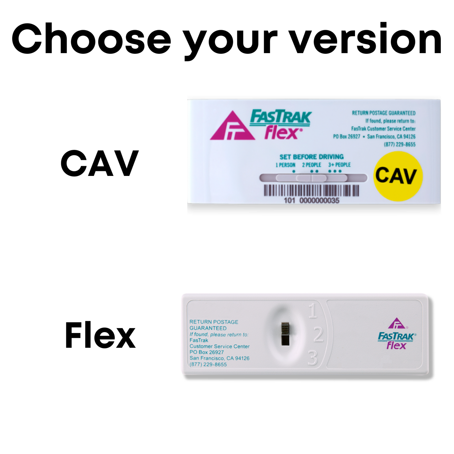 Fastrak Flex / CAV / Metro Holder for Windshield - snap-in holder, removable, no velcro